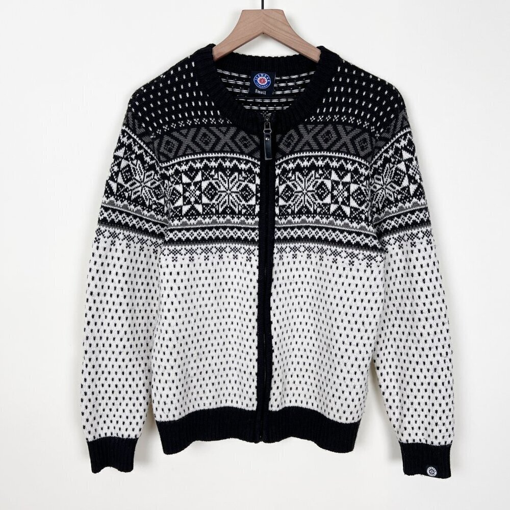 Vintage Icelandic Wool Fair Isle Knit Cardigan Sweater Fisherman Scandinavian